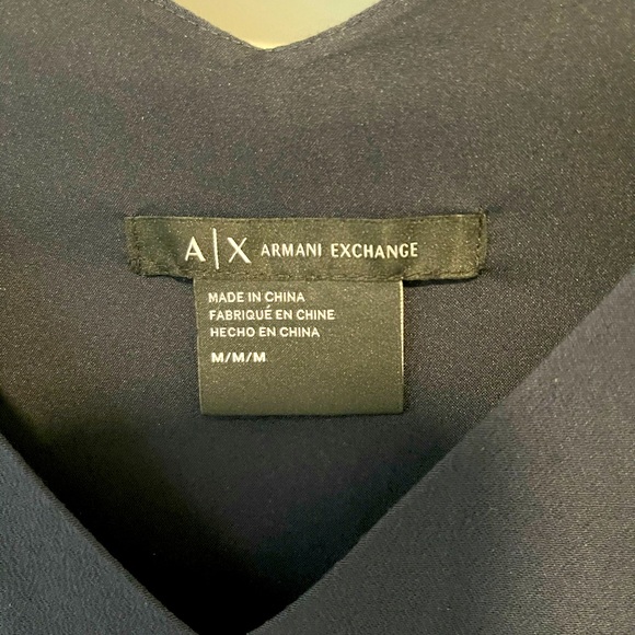 Armani Exchange blue cami. Detail on sleeves. Worn once. Size medium - Picture 2 of 3